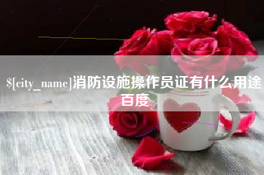 邹平消防设施操作员证有什么用途百度